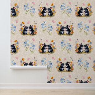 Woodland Animals Love Muizen Bloemenvlinder Behang