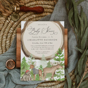 Woodland Animals Lumberjack Rustic Boy Baby shower Kaart