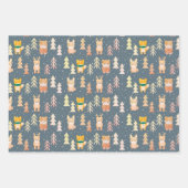 Woodland Animals Mask Tree Pattern Holiday Inpakpapier Vel (Voorkant)