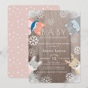 Woodland Animals Masker Roze Meisje Baby shower Kaart