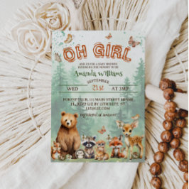 Woodland Animals Meisje baby shower Kaart