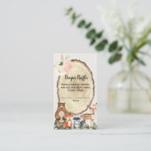 Woodland Animals meisje baby shower luier verlotin Informatiekaartje (Staand voorkant)