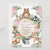 Woodland Animals Meisje Douche per post Kaart (Voorkant)