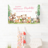 Woodland Animals Meisje Verjaardag Spandoek (Insitu)