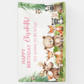 Woodland Animals Meisje Verjaardag Spandoek (Verticaal)