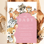 Woodland Animals Meisjes Baby shower Invitation Kaart