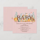 Woodland Animals Meisjes Baby shower Invitation Kaart (Voorkant / Achterkant)