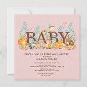 Woodland Animals Meisjes Baby shower Invitation Kaart (Voorkant)