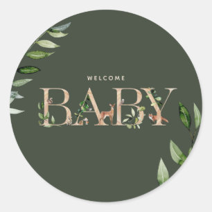 Woodland Animals met Baby shower Ronde Sticker