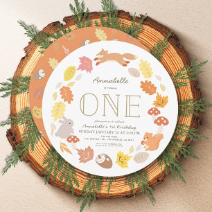 Woodland Animals met de eerste verjaardag Kaart