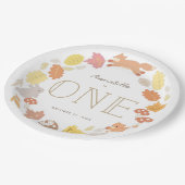 Woodland Animals met grote Herfst 1e verjaardag Papieren Bordje (Gekanteld)