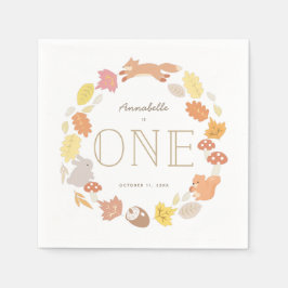 Woodland Animals met grote Herfst 1e verjaardag Servet