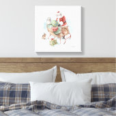 Woodland Animals met Santa Claus en zijn Sleigh Canvas Afdruk (Insitu (Slaapkamer))