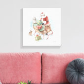Woodland Animals met Santa Claus en zijn Sleigh Canvas Afdruk (Insitu (Woonkamer))