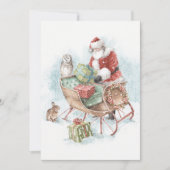 Woodland Animals met Santa Claus en Zijn Sleigh Feestdagenkaart (Voorkant)