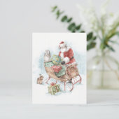 Woodland Animals met Santa Claus en zijn Sleigh Feestdagenkaart (Staand voorkant)