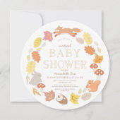 Woodland Animals met virtuele Baby shower Circle Kaart (Voorkant)