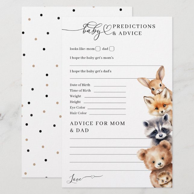 Woodland Animals Minimalistisch Baby shower spel (Voorkant / Achterkant)