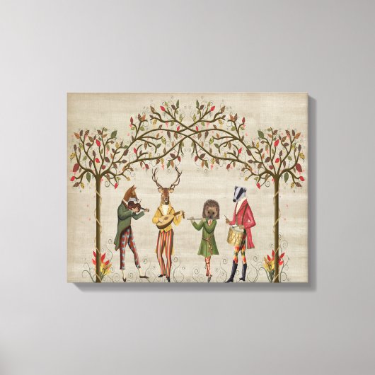 Woodland Animals Minstrel Group Canvas Afdruk (Voorkant)