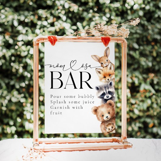 Woodland Animals Modern Baby shower Bar Poster