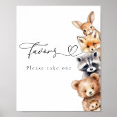 Woodland Animals Modern Baby shower Bar Poster (Voorkant)