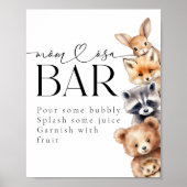 Woodland Animals Modern Baby shower Bar Poster (Voorkant)