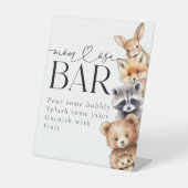Woodland Animals Modern Baby shower Bar Reclamebord Met Voetstuk (Voorkant)