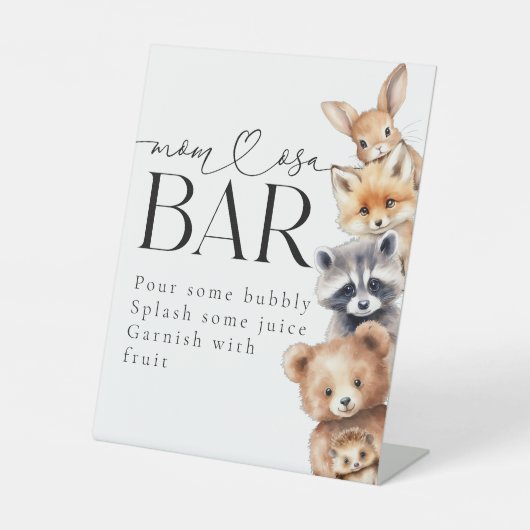 Woodland Animals Modern Baby shower Bar Reclamebord Met Voetstuk (Voorkant)