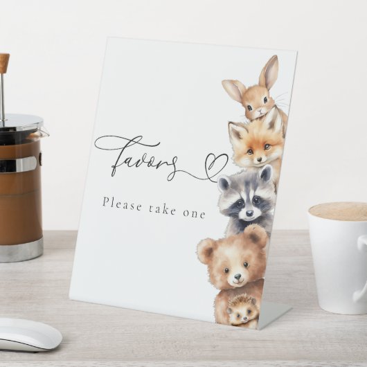 Woodland Animals Modern Baby shower Bar Reclamebord Met Voetstuk (Insitu)
