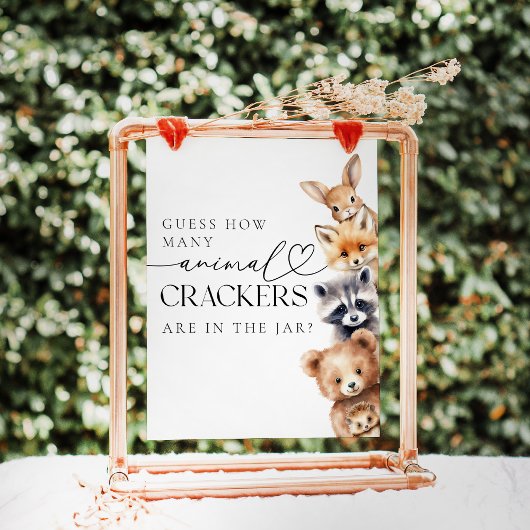 Woodland Animals Modern Baby shower Game Poster