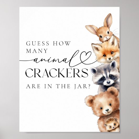 Woodland Animals Modern Baby shower Game Poster (Voorkant)