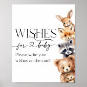 Woodland Animals Modern Baby shower Wishes Poster (Voorkant)