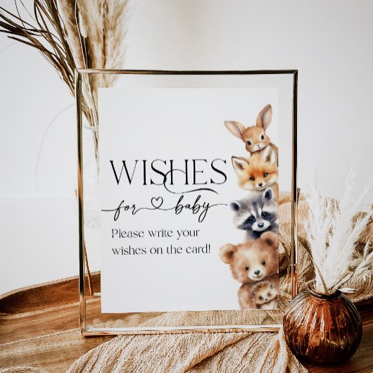 Woodland Animals Modern Baby shower Wishes Poster