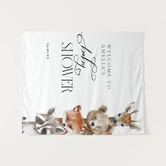 Woodland Animals Modern Neutraal Baby shower Wandkleed (Voorkant (horizontaal))