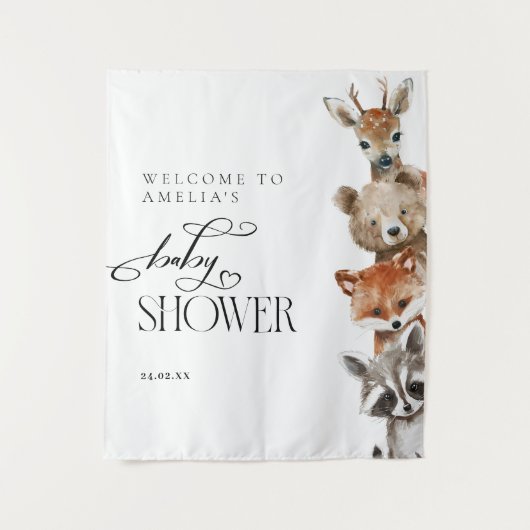 Woodland Animals Modern Neutraal Baby shower Wandkleed (Voorkant)