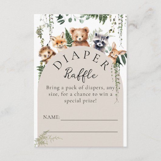 Woodland Animals Moderne Baby showers Luier Informatiekaartje (Voorkant)
