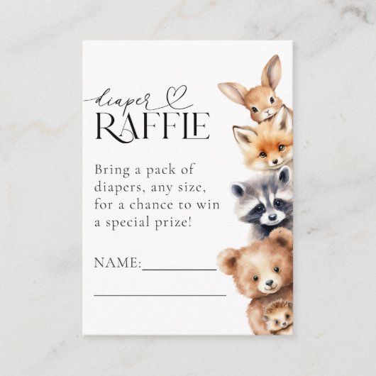 Woodland Animals Moderne Baby showers Luier Informatiekaartje (Voorkant)