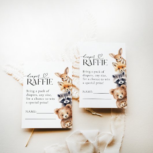 Woodland Animals Moderne Baby showers Luier Informatiekaartje