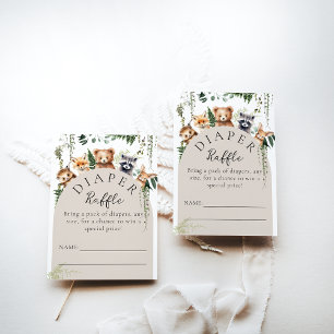 Woodland Animals Moderne Baby showers Luier Informatiekaartje