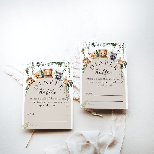 Woodland Animals Moderne Baby showers Luier Informatiekaartje