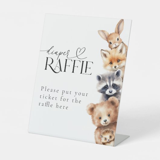 Woodland Animals Moderne Baby showers Luier Reclamebord Met Voetstuk (Voorkant)