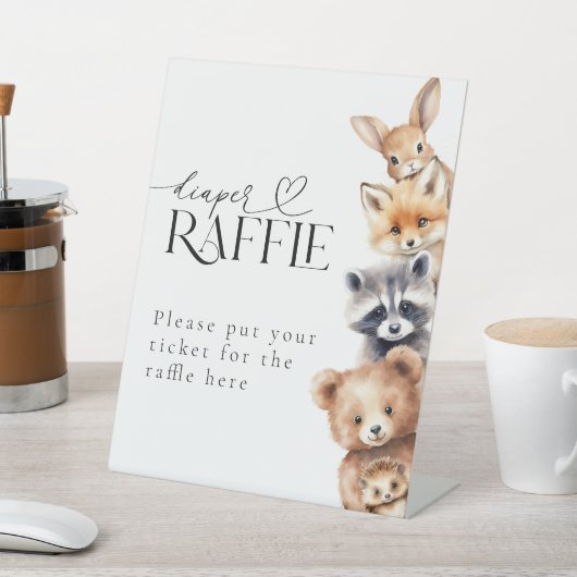 Woodland Animals Moderne Baby showers Luier Reclamebord Met Voetstuk (Insitu)