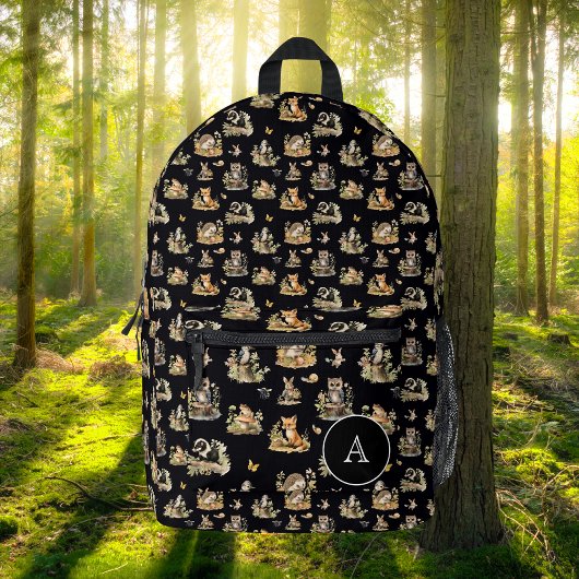 Woodland Animals Monogram Kids Verjaardagscadeau Bedrukte Rugzak