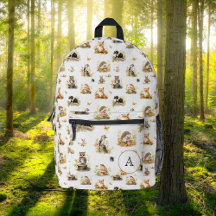 Woodland Animals Monogram School Reizen Kinder Wit
