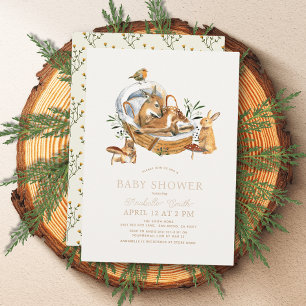 Woodland Animals Moses Basket Mushroom Baby shower Kaart