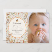 Woodland Animals Mushroom 1st Birthday Foto Kaart (Voorkant)