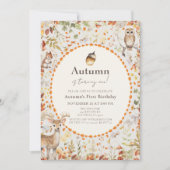 Woodland Animals Mushroom Forest 1st Verjaardag Kaart (Voorkant)