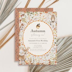 Woodland Animals Mushroom Forest 1st Verjaardag Kaart