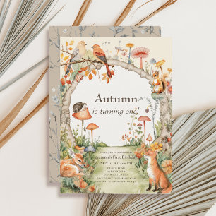 Woodland Animals Mushroom Garden 1e verjaardag Kaart