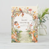 Woodland Animals Mushroom Garden Baby shower Kaart (Staand voorkant)